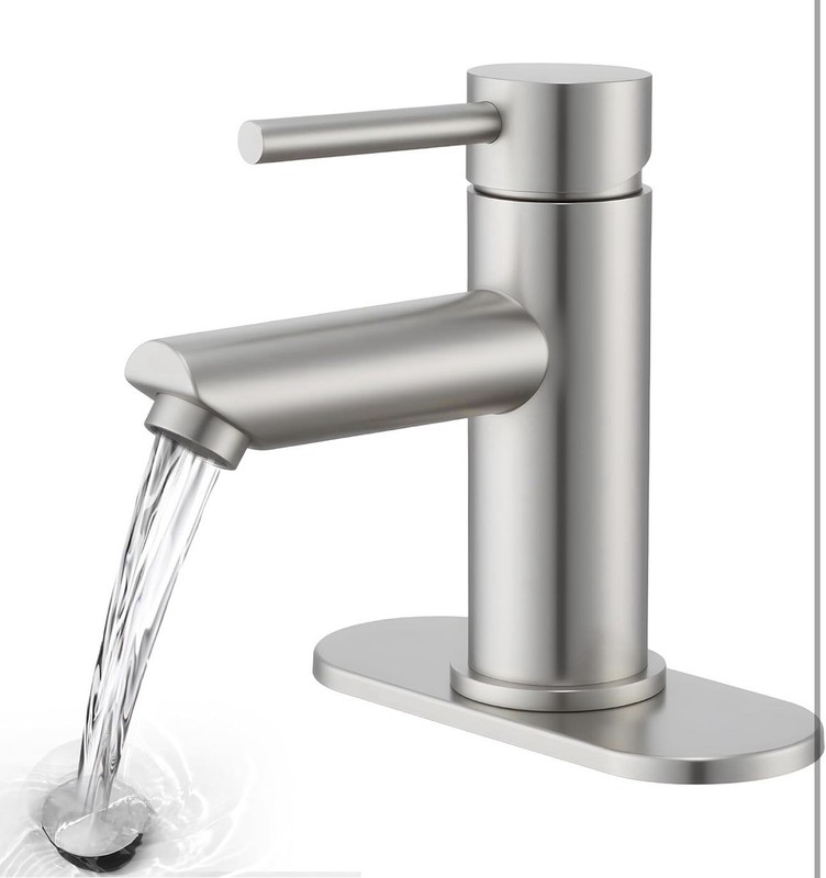 Cold Water Only Bathroom Sink Faucet Stainless Steel Single Handle One Hole