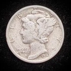 90% Silver - 1943 Mercury Dime Circulated Junk Silver US Coin - A1-6