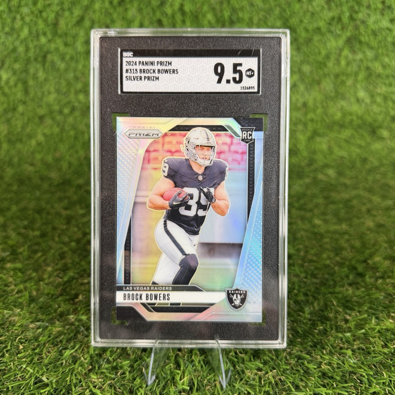 2024 Panini Prizm Brock Bowers #315 Silver Prizm RC Rookie SGC 9.5 Raiders