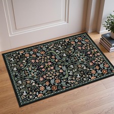 Floral 2x3 Entryway Rug, Washable Kitchen Rugs Non Slip Front Door Mat for In...