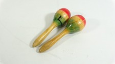 Vintage Set Of 6" Mini Maracas Made In Mexico