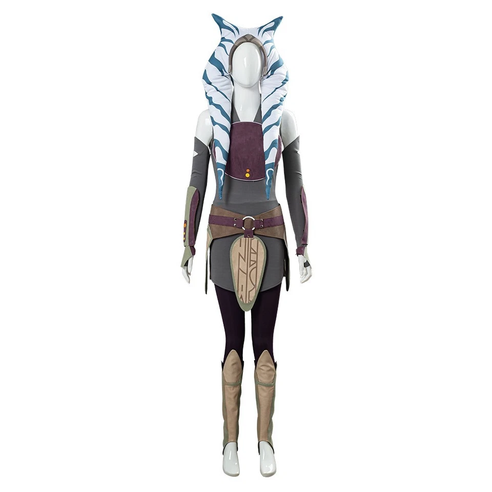 Rebels Ahsoka Tano Jedi Cosplay Costume Halloween Dress Pants Hat Outfit Uniform - Image 3 of 4