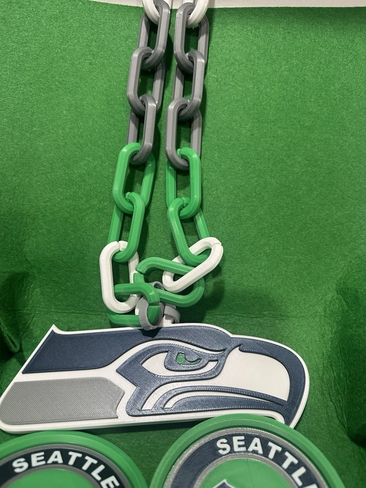 NFL Seattle Seahawks Rally Chain And Two Drink Coaster Set - Image 3 of 3