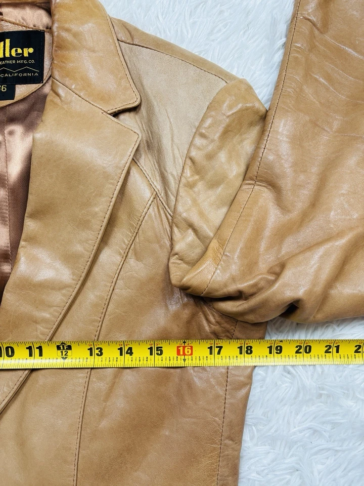 Cuero Adler vintage para hombre MFG. Chaqueta de cuero marrón claro Co. talla 36 Foto 2 de 4