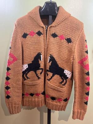 Vtg 50's Coats & Clarks Cable Knit Men Cowichan Sweater sz L