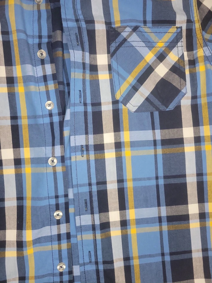 Camisa de manga larga para niños L (10/12) descolorida azul gloria, negra, dorada a cuadros con botones Foto 2 de 4