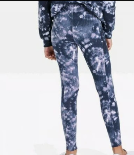 Girls' V-Waist Pocket Leggings - art class™ Navy Tie-Dye L - Picture 2 of 4