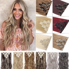 Real Long Thick 8 Pieces 18 Clips Clip in Hair Extensions Hair Party Highlight 6