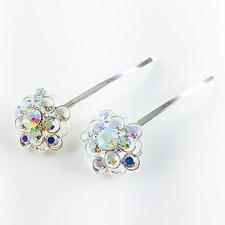 USA Bobby Pin Rhinestone Crystal Hair Clip Hairpin Jeweled Charming Silver AB 8