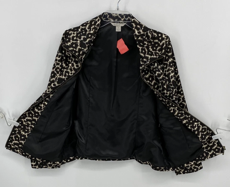 Chaqueta con cremallera Laura Ashley usada para mujer marrón estampado animal talla mediana Foto 3 de 4