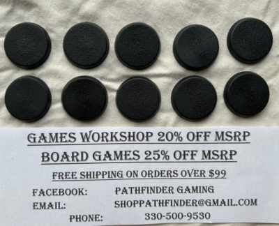 Games Workshop 25mm Round Bases – Pack Of 10, Y681 For Warhammer Miniatures