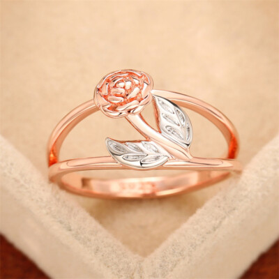 Simple Two Tone 925 Silver Filled Ring Women Wedding Party Gift Size 6-10