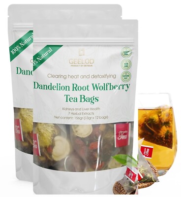 2 packs Organic Dandelion Root Wolfberry Tea - Kidneys, Detox Health Tea