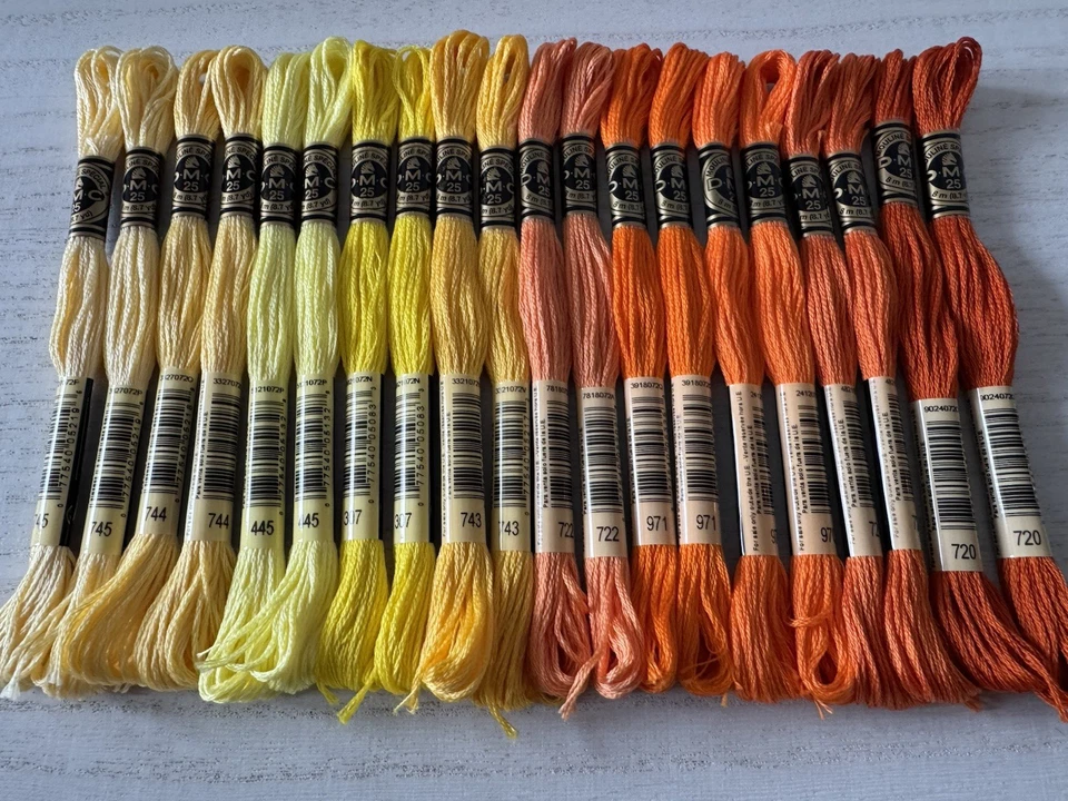 DMC Cotton Embroidery Floss Thread~Lot of 20 Skeins~Shades of Yellow and Orange - Image 2 of 4