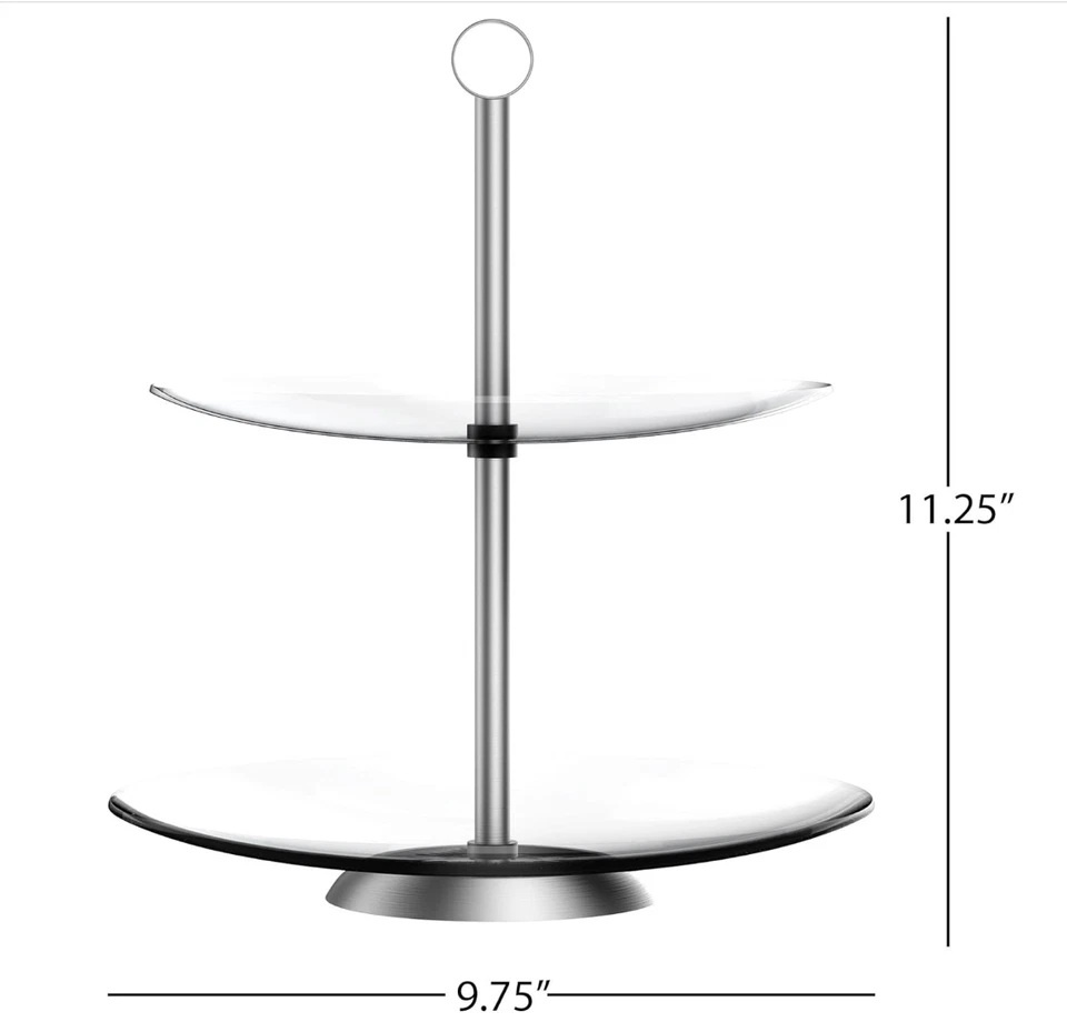 Chef Buddy Dessert Tower, 2-Tier Round Glass Display Stand - Image 3 of 4