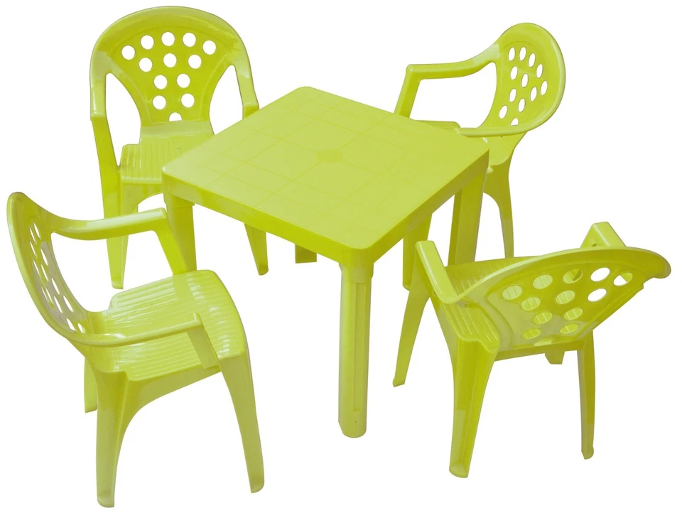 Juego de Mesa y Silla Infantil Exterior e Interior - 4 Sillas, 4 Colores Hecho en Italia Foto 3 de 4