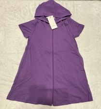 Long Zip Up Hoodie / Robe For Kids Purple Size 4T Short Sleeve