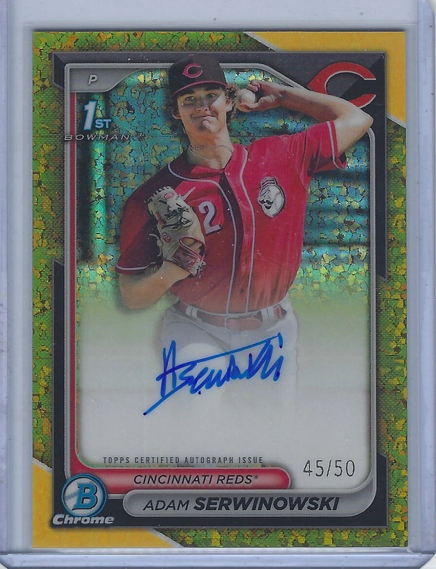 2024 ADAM SERWINOWSKI BOWMAN CHROME 1ST GOLD MINI DIAMOND REFRACTOR AUTO 45/50