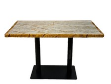 Restaurant Natural Marble Table Bordered Edge 70x120cm 4 Seater