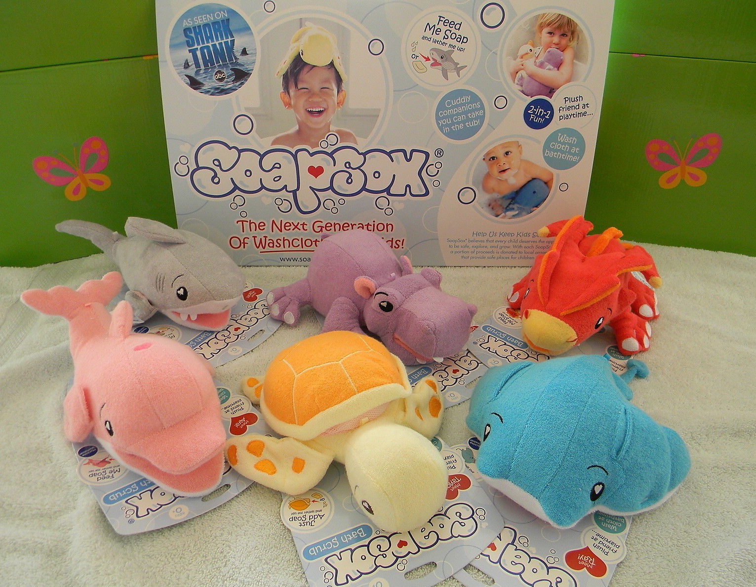 Soapsox Kids Bath Antimicrobial Sponge Washcloth Scrub Water Toy Turtle