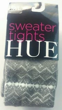 LADIES HUE SNOWFLAKE SWEATER TIGHTS CHARCOAL HEATHER SIZE M/L - NWT 