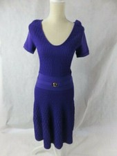 Versace Purple Short Sleeve Belted Dress NWT Size 42