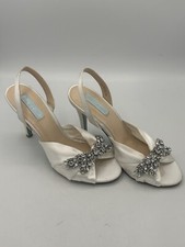 BETSEY JOHNSON Jeweled Rhinestone Bow Silk Shoes Wedding Women  s Sz 8