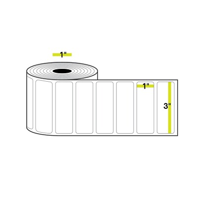 3'' x 1'', 1 inch Core, Direct Thermal Labels, 1310 Labels/Roll