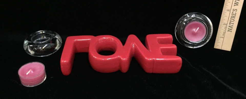 Lote de 7 CD de mesa confeti de vidrio con candelabros de palabra "AMOR" de San Valentín Foto 4 de 4