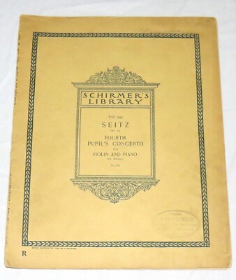 Seitz Op 15 Fourth Pupil's Concerto for Violin & Piano Sheet Music Schirmer 949
