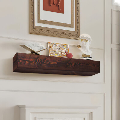 Fireplace Mantel Wood Shelf Floating Rustic Fireplace Mantel 60'' Brown
