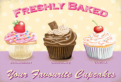 Blechschild 20x30  baked your favourite cupcakes  Wand Deko Bar Kneipe Cafe Samm