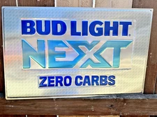 Bud Light NEXT Aluminum BEER Sign METAL Tin Tacker BAR PUB 24x15 ZERO 2021 NEW