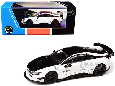 BMW i8 LIBERTY WALK WHITE & BLACK 1/64 DIECAST MODEL CAR BY PARAGON PA-55151