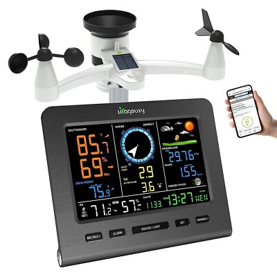 New Design Multi-Functional 8-IN-1 Wi-Fi Smart Weather Station Big Color 8'' LCD
