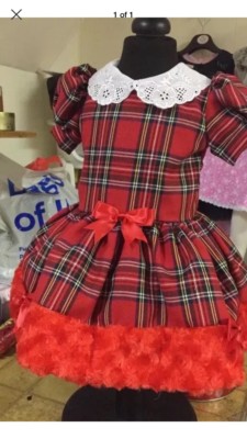 Baby girls Red Tartan Spanish Fur dress UK size 0-3/3-6/6-12/12-18/18-24 Months