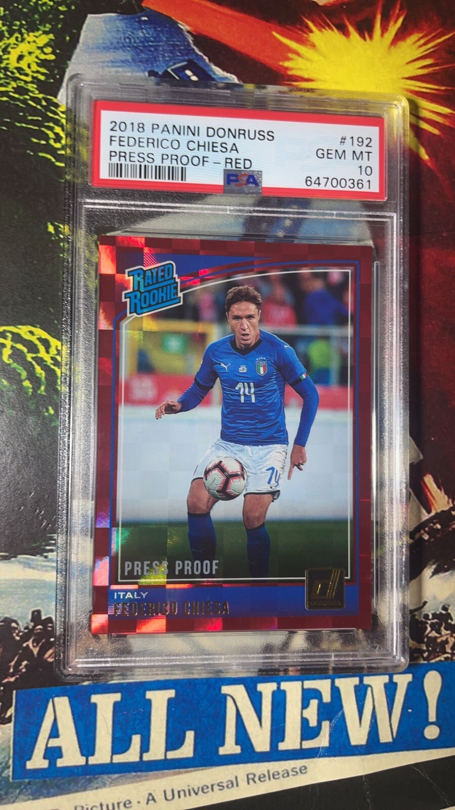 FEDERICO CHIESA 2018-19 DONRUSS RATED ROOKIE RED PRESS PROOF #192 PSA 10 RC 055