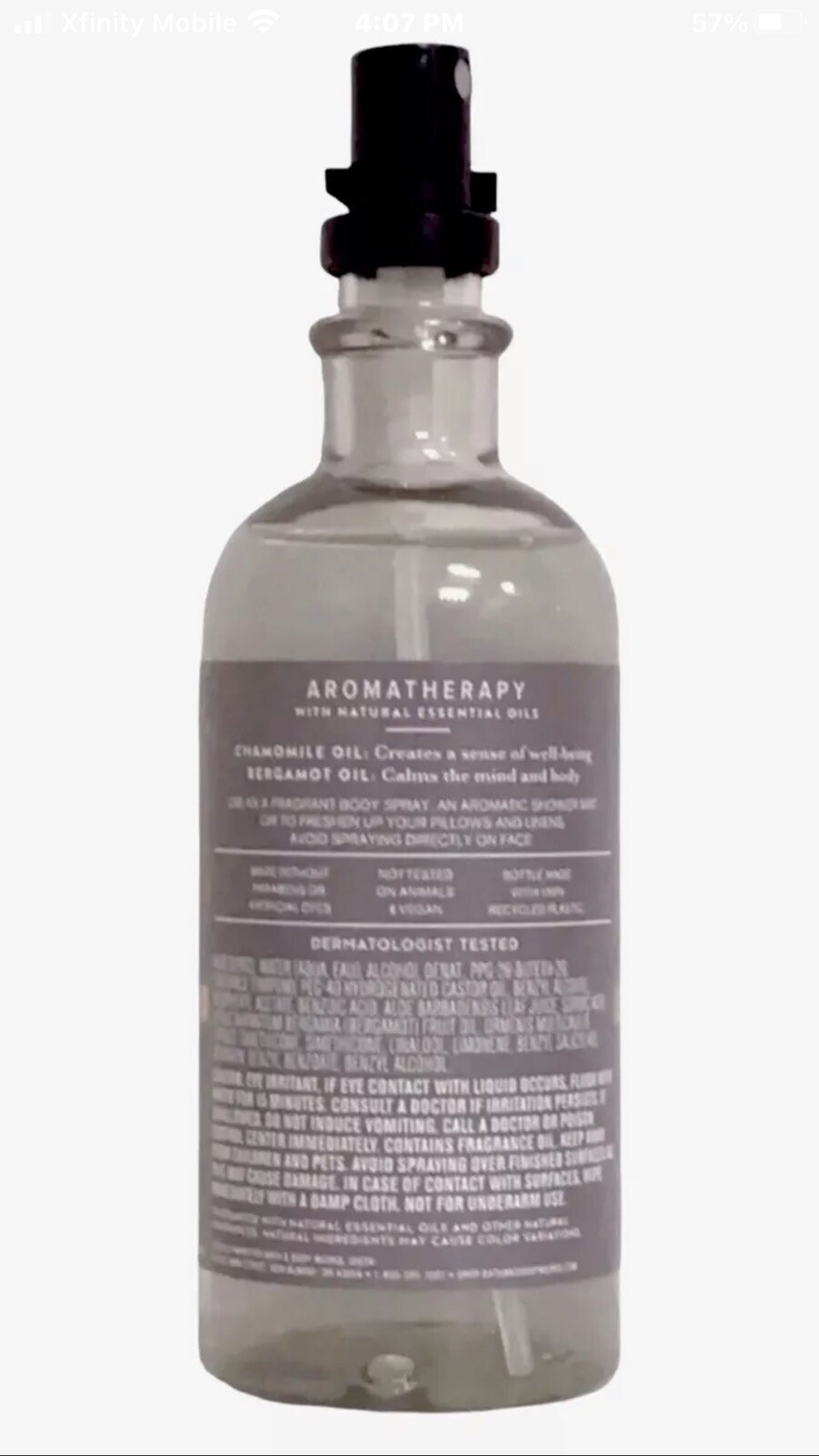 BATH AND BODY WORKS BLACK CHAMOMILE PILLOW & BODY MIST SPRAY 5.3 FL OZ