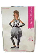 Ghostly Skeleton Girls Halloween Costume Large 10-12 NEW
