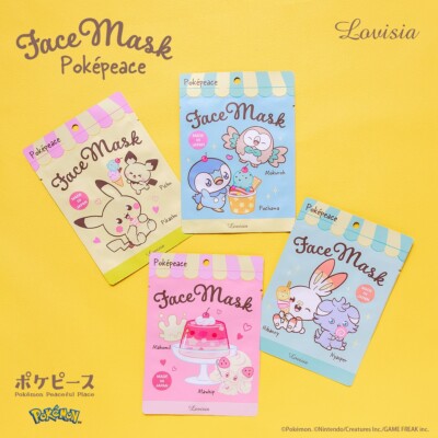 Pokémon  PokePeace  Face Mask-Lovisia (Japan Limited)  4Packs（1Sheet/Pack）