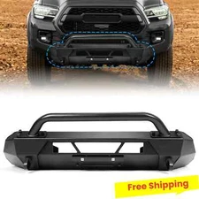 Steel Front Stubby Bumper Guard Bull Bar Hidden Winch For Toyota Tacoma 16-2023