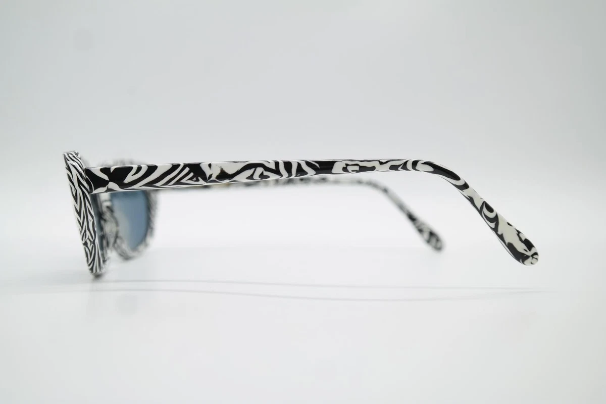 Vintage Serious Fun Zoro Weiß Schwarz Oval Sonnenbrille sunglasses Brille NOS