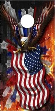 Patriotic Eagle Flag Stars Cornhole Wrap Bag Toss Skin Decal Sticker