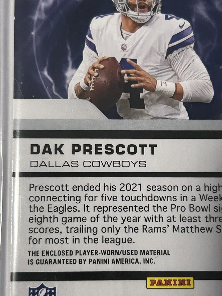 2022 Elements Football Dallas Cowboys Dak Prescott Patch Card /47 - Image 4 of 4