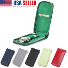 1-Slot Watch Travel Portable Zipper Leather Watch Storage Case Pouch Bag