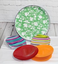 22 Piece 100 Melamine Plates Break-resistant and Lightweight Multi Colors NEW