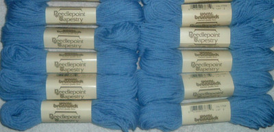 Vintage Brunswick 100% Wool Needlepoint Tapestry Yarn Lot of 10 Blue #1709