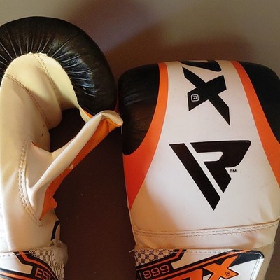 RDX Giant Inside Boxing Gloves White Black Orange Training Equipment