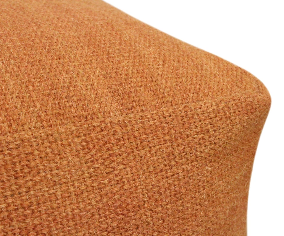 Puf Remi tejido a mano contemporáneo de lana naranja Foto 4 de 4