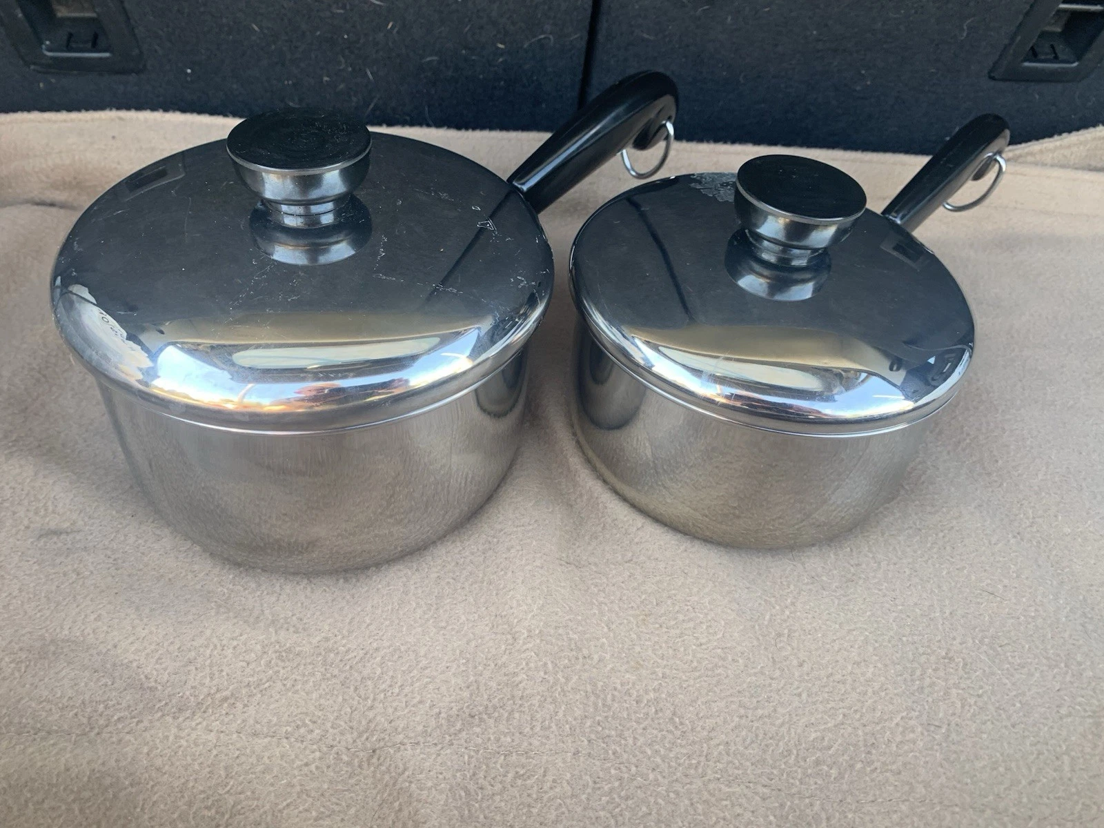 RevereWare 1 & 1 1/2Qt Sauce Pan Lot w/Lids Stainless Steel Tri-Ply Bottom USA